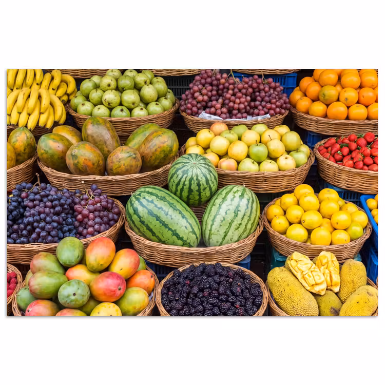 Poster - Obst – Markt – Bunt - Fruit - Markt - Kleurrijk poster papier klein
