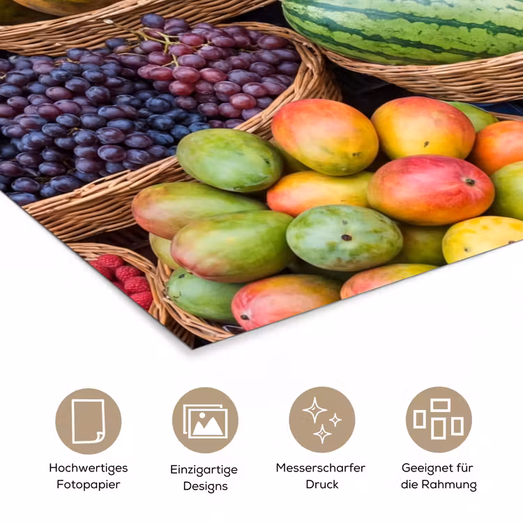 Poster - Obst – Markt – Bunt - Fruit - Markt - Kleurrijk poster papier klein