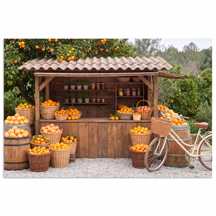Poster - Obst – Markt – Ländlich - Fruit - Markt - Landelijk poster papier klein