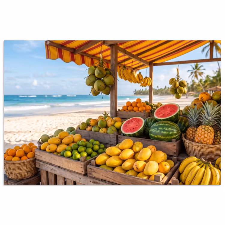 Poster - Obst – Strand – Tropisch - Fruit - Strand - Tropisch poster papier klein