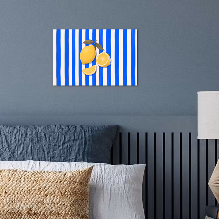 Fruit - Citroen - Zomer - Geel - Blauw poster papier klein -sfeer2