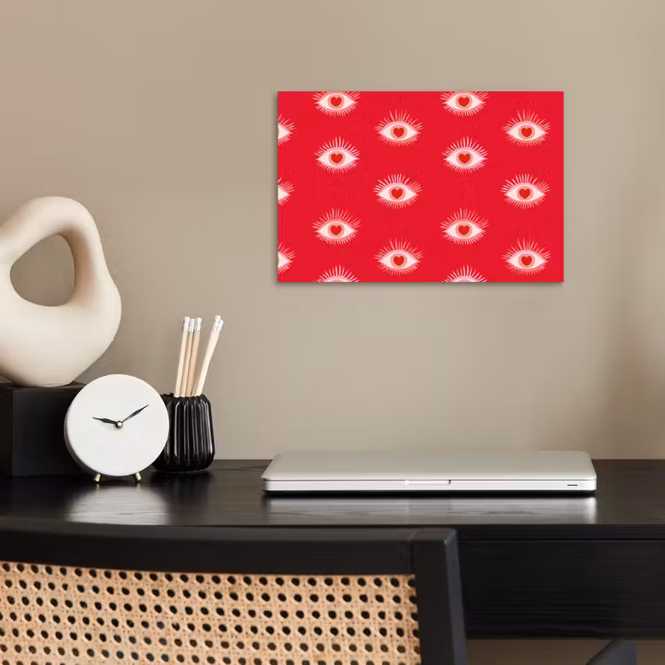 Ogen - Hart - Abstract - Rood - Roze poster papier klein 62 -sfeer1