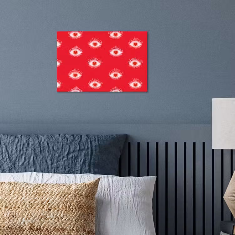 Ogen - Hart - Abstract - Rood - Roze poster papier klein 62 -sfeer2