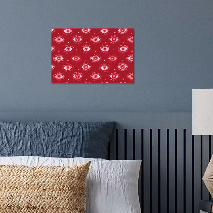 Ogen - Patroon - Roze - Donkerrood poster papier klein 62 -sfeer2