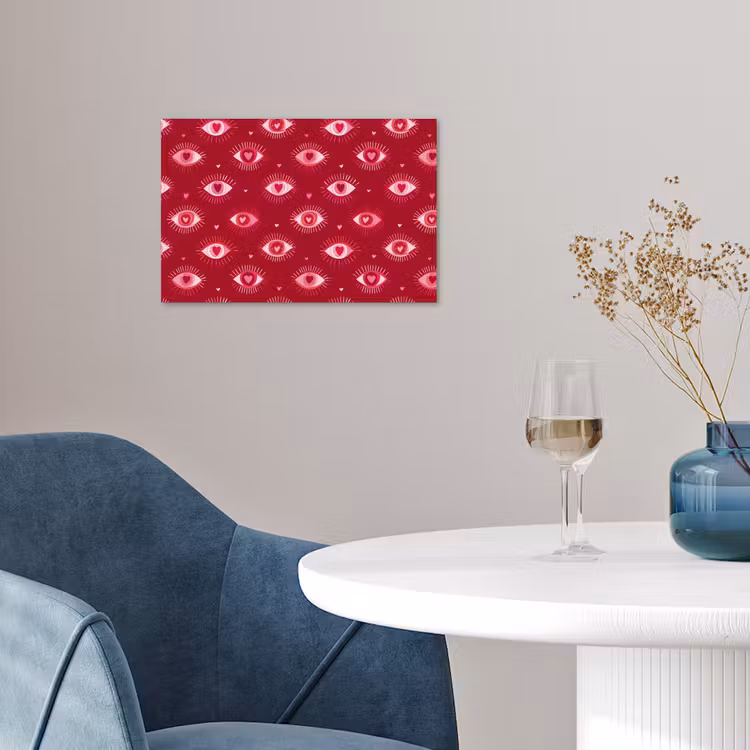 Ogen - Patroon - Roze - Donkerrood poster papier klein 62 -sfeer3