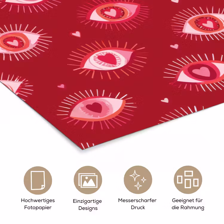 Ogen - Patroon - Roze - Donkerrood poster papier klein 62 -tcloseup_DE