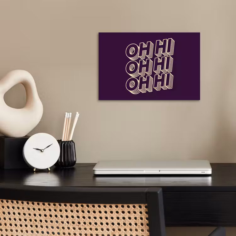 Oh hi - Paars - 3D poster papier klein -sfeer1
