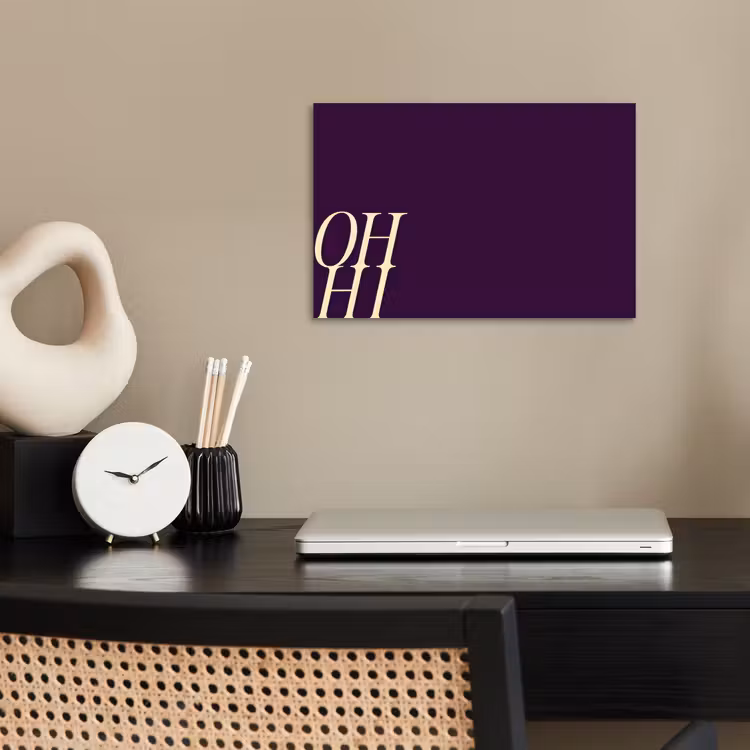 Oh hi - Paars - Cursief poster papier klein -sfeer1