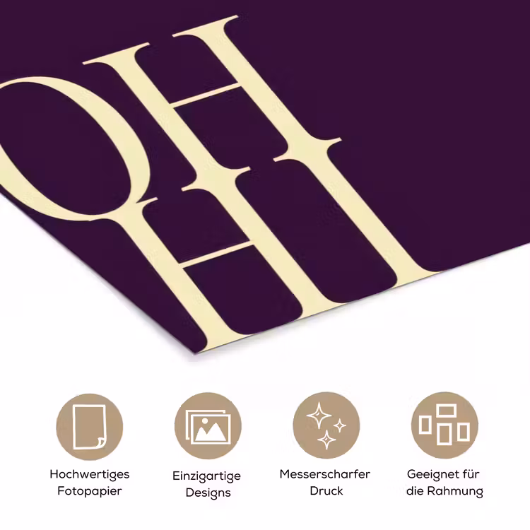 Oh hi - Paars - Cursief poster papier klein -tcloseup_DE