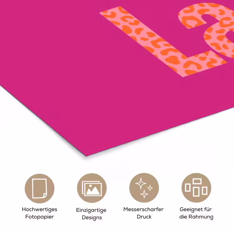 Oh la la - Luipaardprint - Roze poster papier klein -tcloseup_DE
