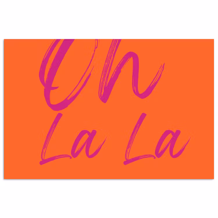 Oh la la - Oranje - Roze - Grafisch poster papier klein -3d