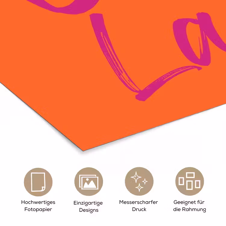 Oh la la - Oranje - Roze - Grafisch poster papier klein -tcloseup_DE