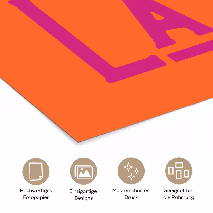 Oh la la - Oranje - Roze - Scheeflettertype poster papier klein -tcloseup_DE