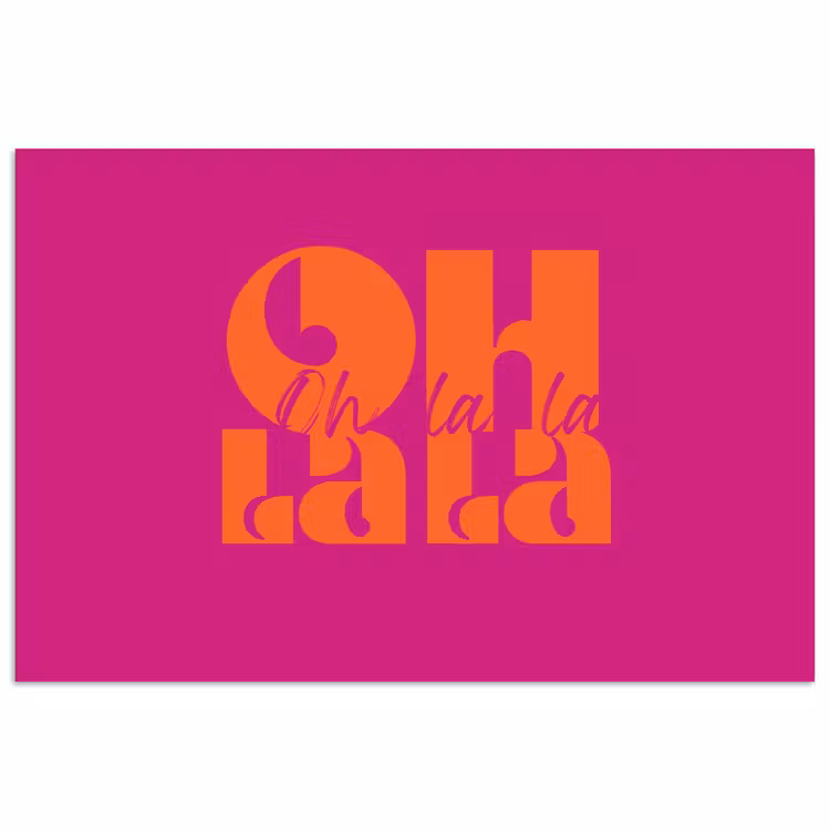 Oh la la - Roze - Oranje - Gestapelde letters poster papier klein -3d