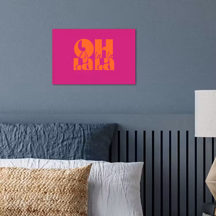 Oh la la - Roze - Oranje - Gestapelde letters poster papier klein -sfeer2