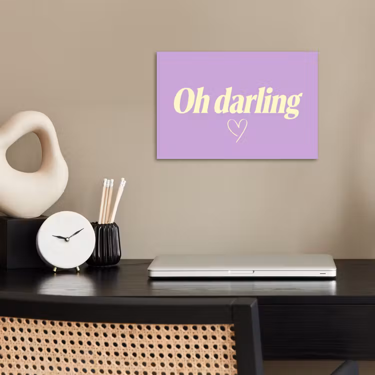 Oh darling - Hart - Paars poster papier klein -sfeer1