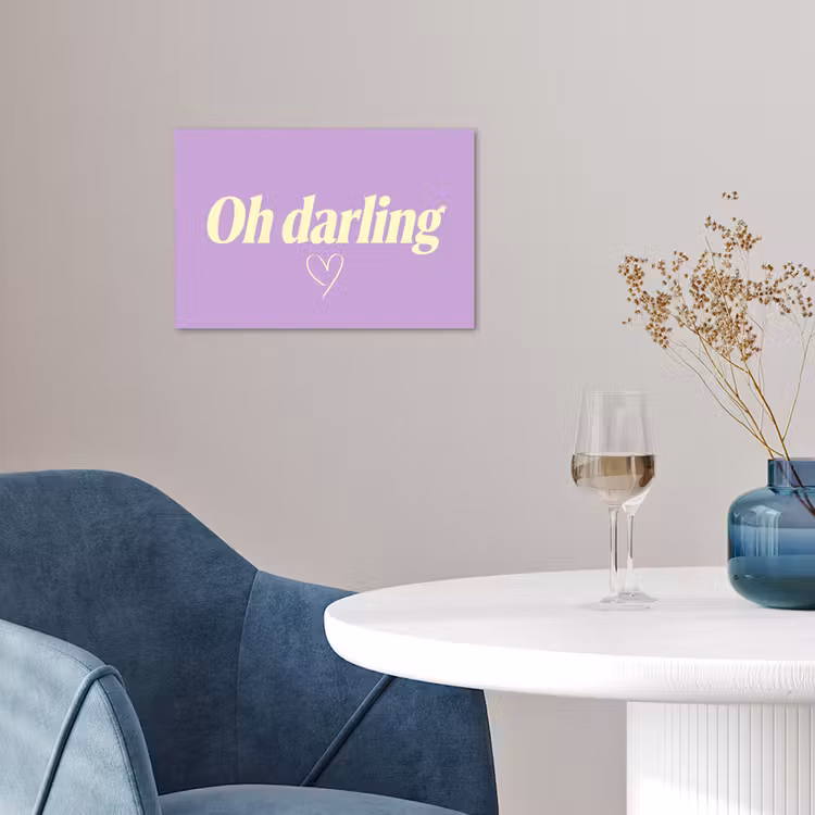 Oh darling - Hart - Paars poster papier klein -sfeer3