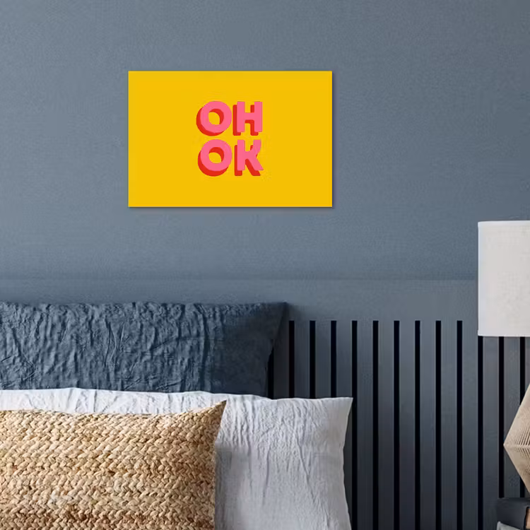 Oh ok - 3D - Geel - Roze poster papier klein -sfeer2