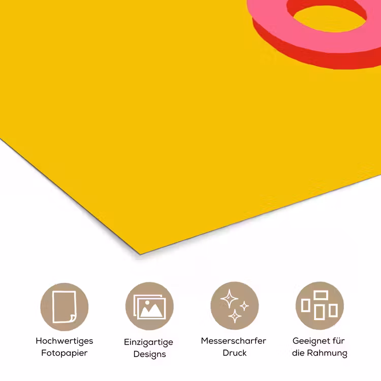 Oh ok - 3D - Geel - Roze poster papier klein -tcloseup_DE