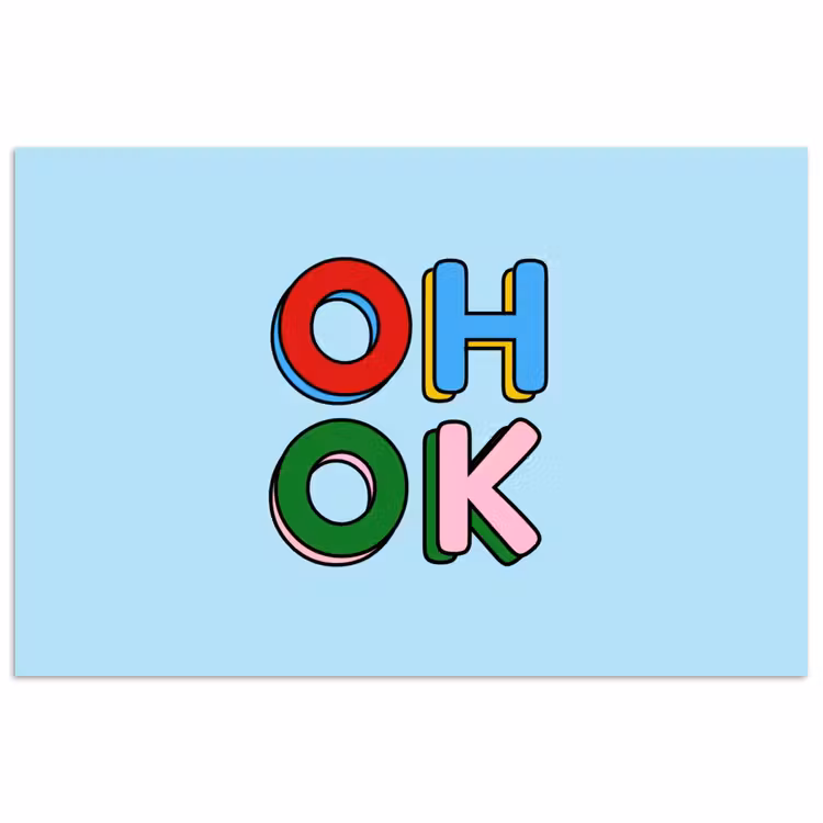 Oh ok - Blauw - Kleurrijk poster papier klein -3d