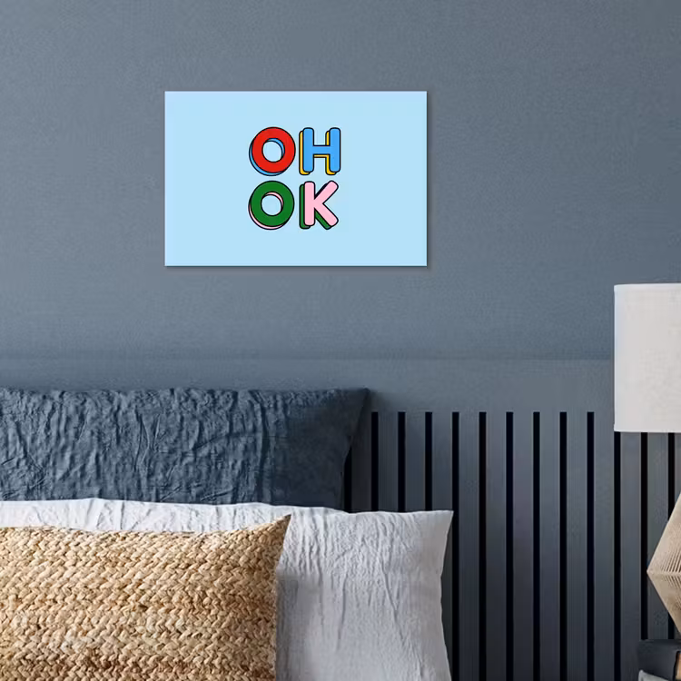Oh ok - Blauw - Kleurrijk poster papier klein -sfeer2