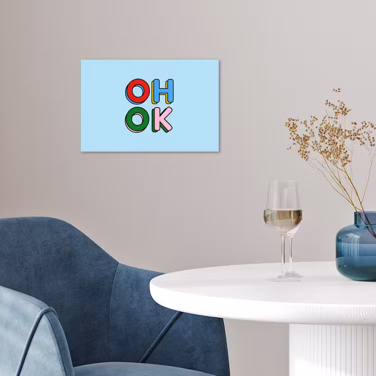 Oh ok - Blauw - Kleurrijk poster papier klein -sfeer3