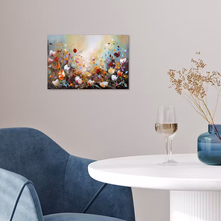 Olieverf - Bloemen - Kleurrijk - Natuur poster papier klein -sfeer3