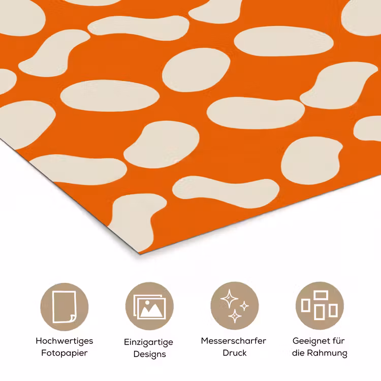 Oranje - Organische vormen - Wit poster papier klein 62 -tcloseup_DE