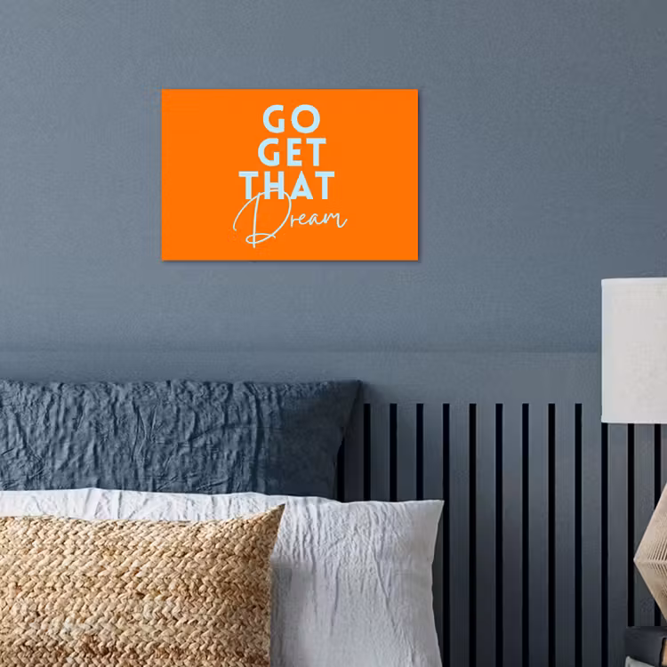 Oranje - Blauw - Go get that dream poster papier klein -sfeer2