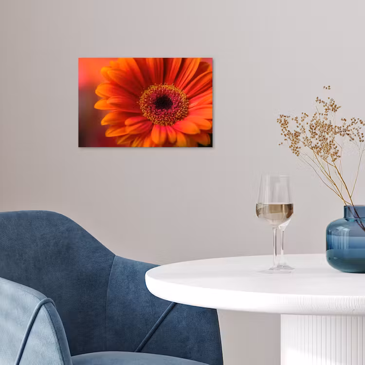 Oranje - Gerbera - Intens poster papier klein -sfeer3
