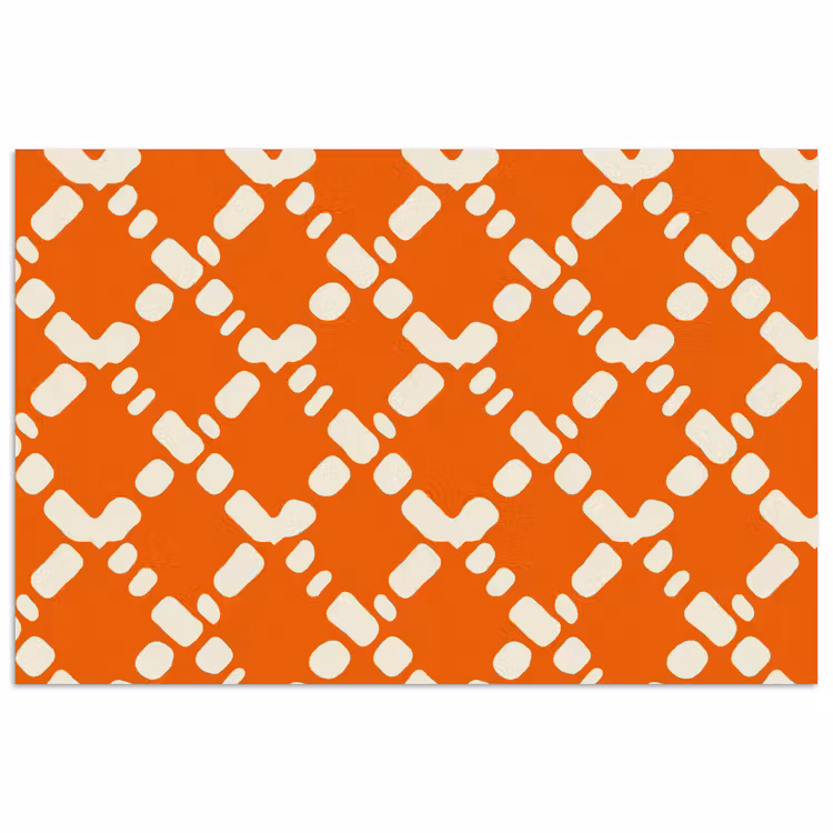 Oranje - Ruitpatroon - Wit poster papier klein 62 -3d