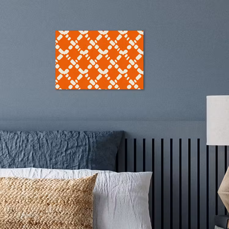 Oranje - Ruitpatroon - Wit poster papier klein 62 -sfeer2