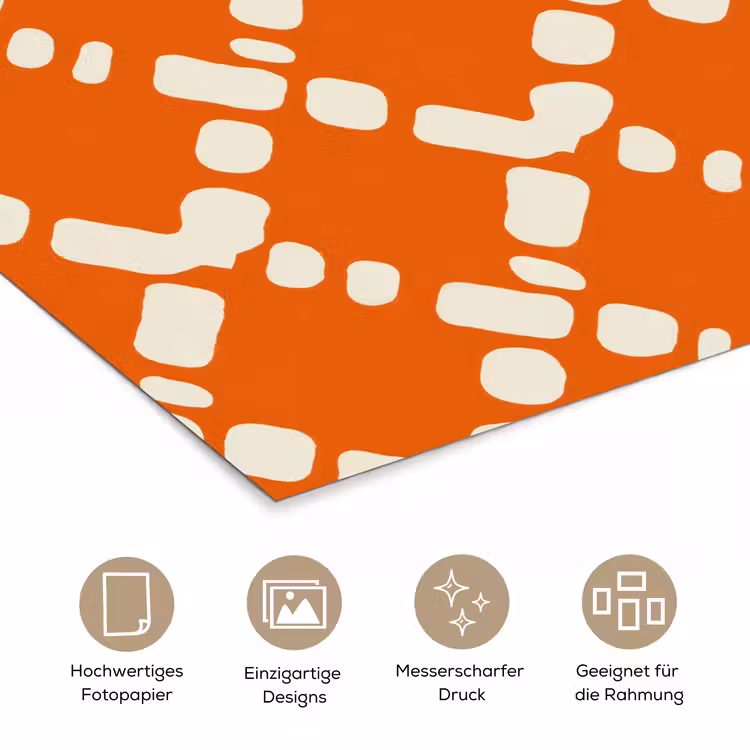 Oranje - Ruitpatroon - Wit poster papier klein 62 -tcloseup_DE