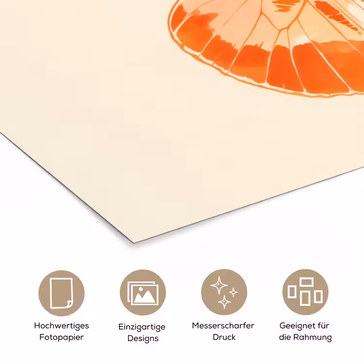 Oranje - Vlinder - Minimalistisch poster papier klein -tcloseup_DE