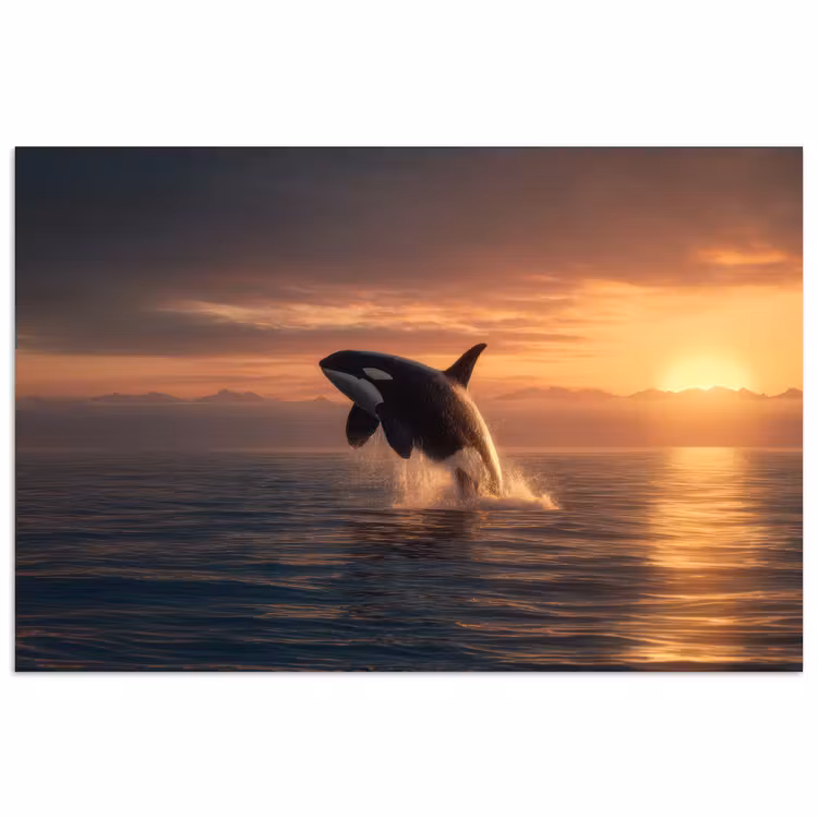 Orka - Zee - Zonsondergang poster papier klein -3d