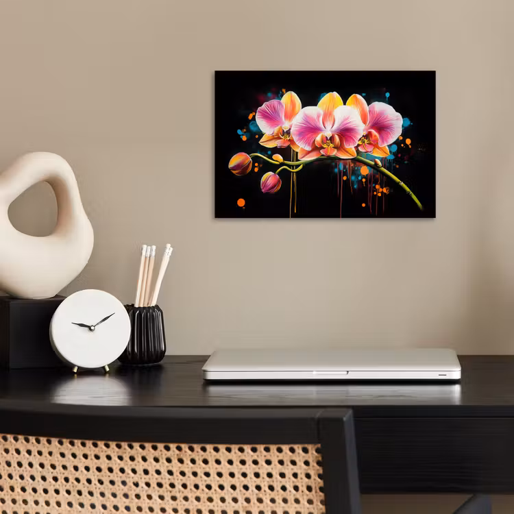 Orchidee - Graffiti - Kleurrijk - Bloemen - Abstract poster papier klein -sfeer1