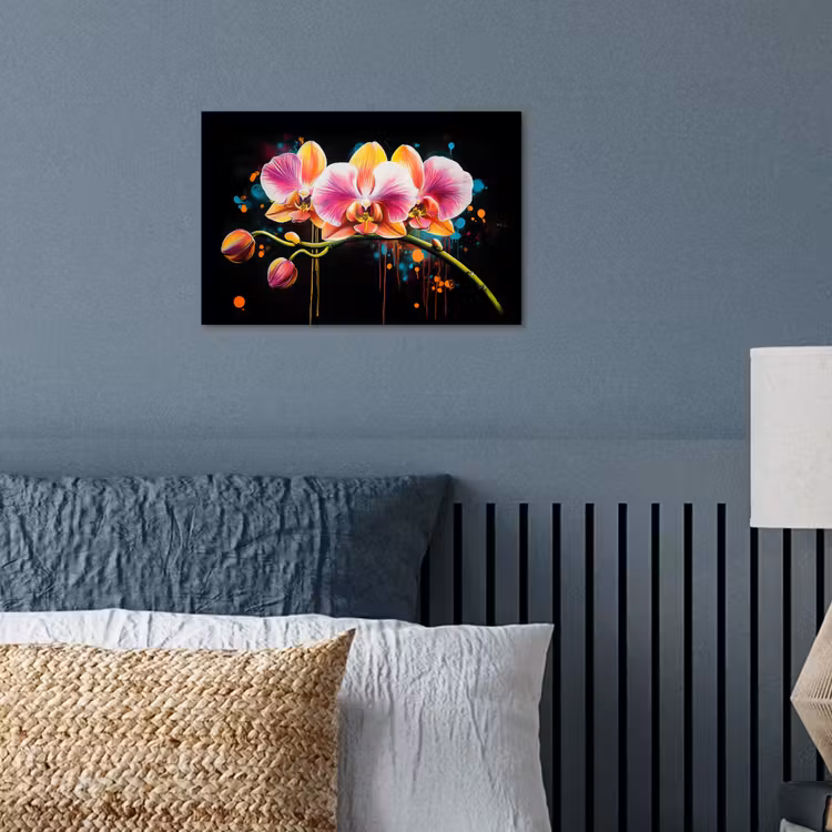 Orchidee - Graffiti - Kleurrijk - Bloemen - Abstract poster papier klein -sfeer2