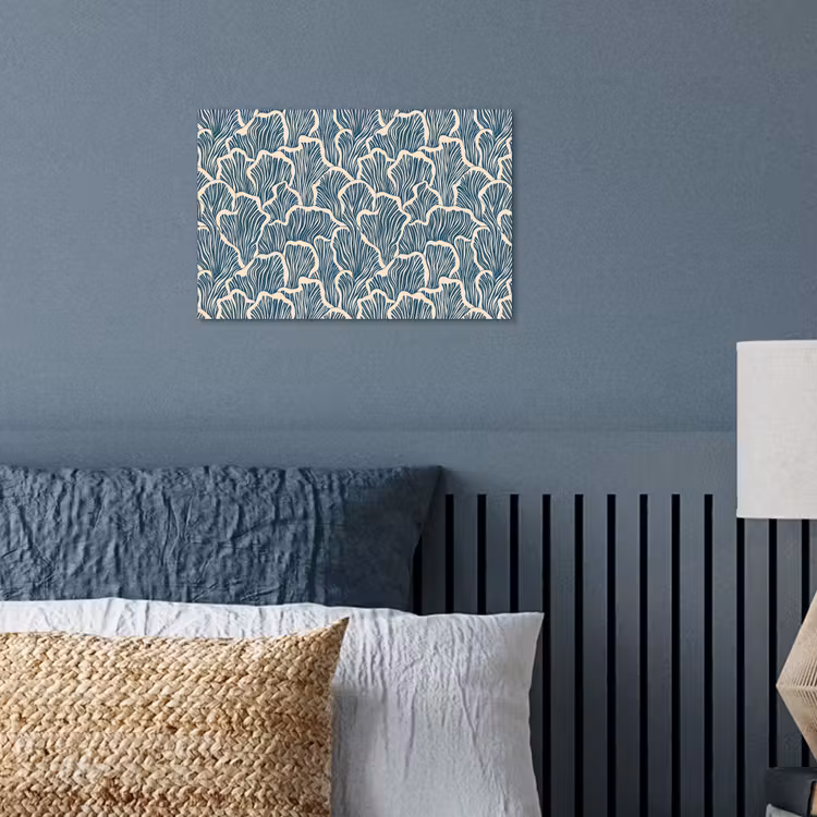 Organisch - Blauw - Crème - Schelpen poster papier klein 62 -sfeer2