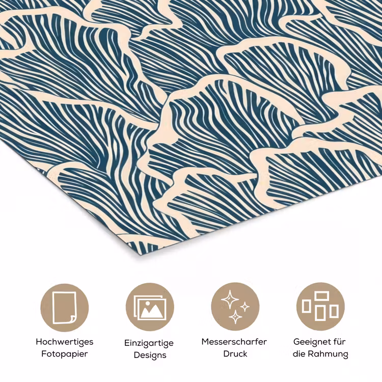 Organisch - Blauw - Crème - Schelpen poster papier klein 62 -tcloseup_DE