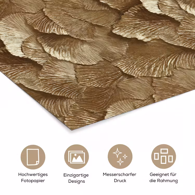 Organisch - Patroon - Bladeren - Goud poster papier klein 62 -tcloseup_DE
