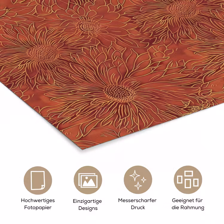 Oosters - Bloemen - Terracotta poster papier klein 62 -tcloseup_DE