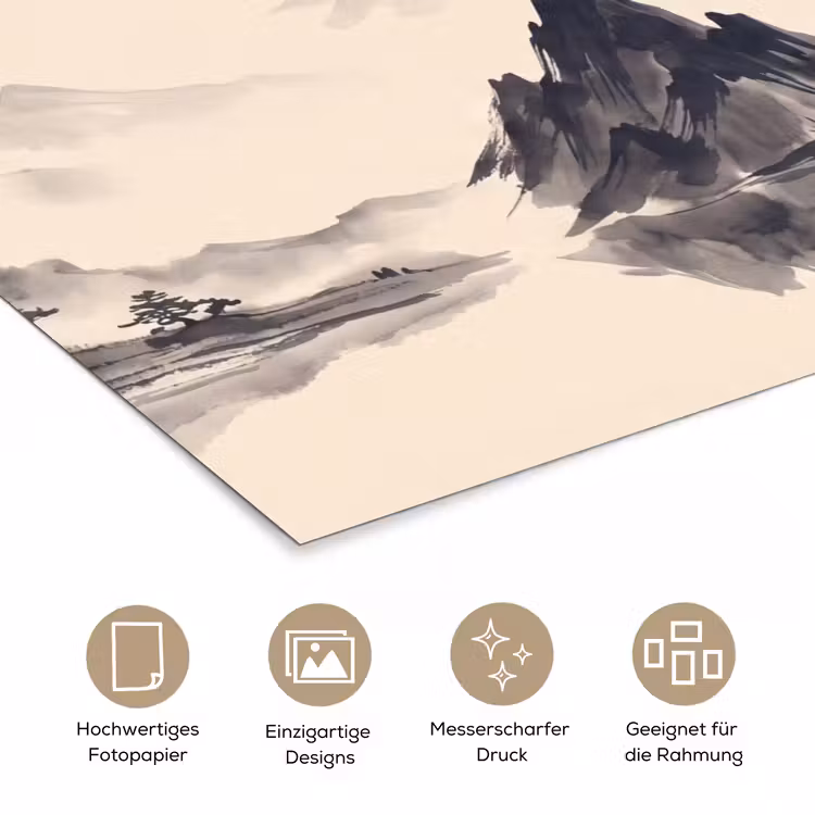 Oosters - Kraanvogels - Landschap poster papier klein -tcloseup_DE