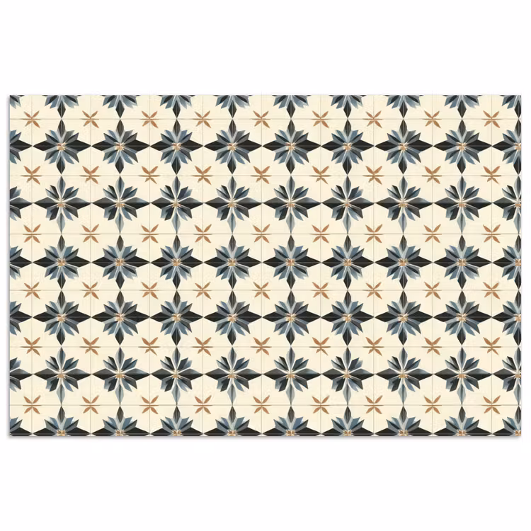 Sierlijk - Ornament - Blauw poster papier klein 62 -3d
