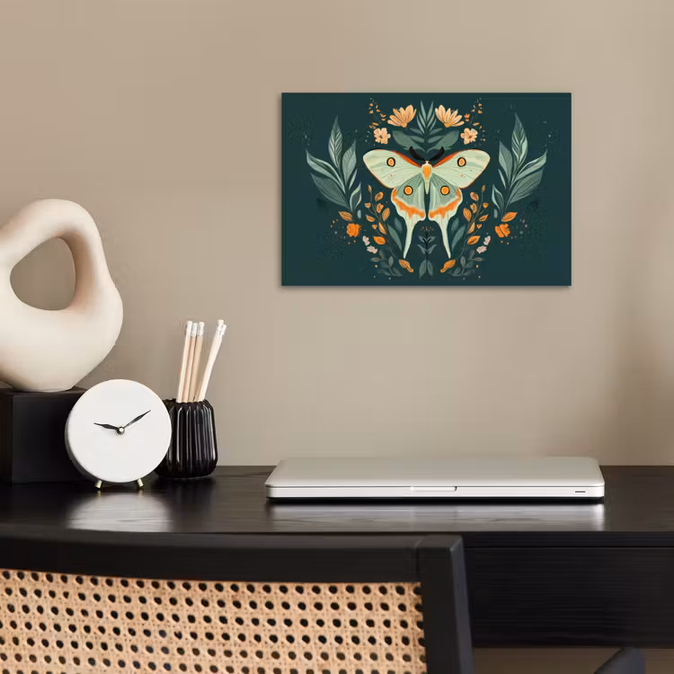 Sierlijk - Vlinder - Groen - Bladeren poster papier klein -sfeer1