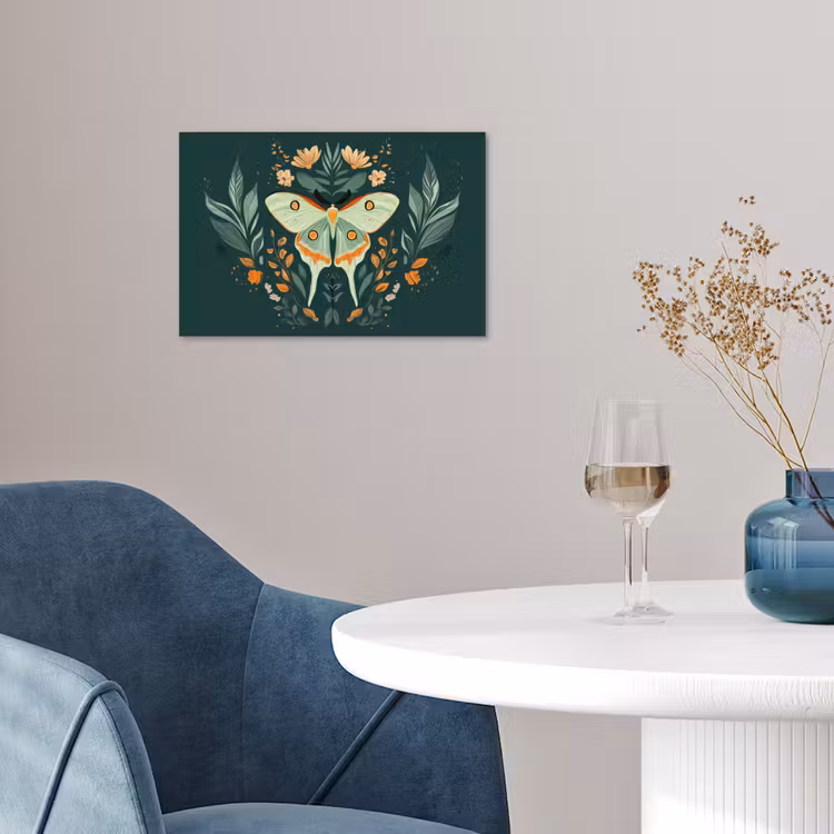 Sierlijk - Vlinder - Groen - Bladeren poster papier klein -sfeer3