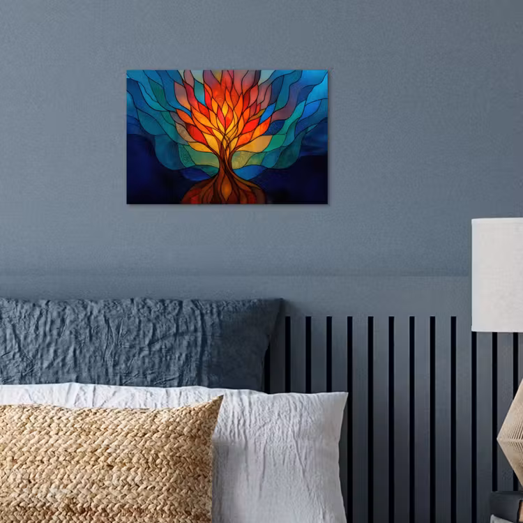 Sierglas - Boom - Rood - Vlakken poster papier klein -sfeer2