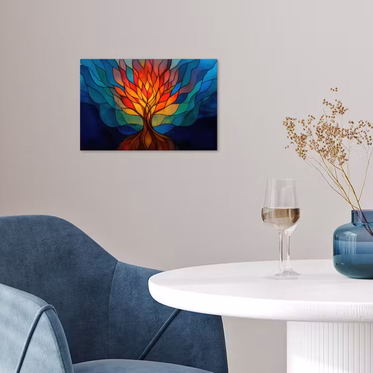 Sierglas - Boom - Rood - Vlakken poster papier klein -sfeer3