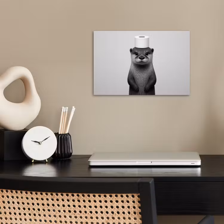 Otter - WC rol - Zwart - Wit poster papier klein -sfeer1