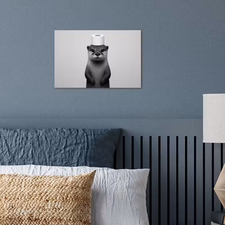 Otter - WC rol - Zwart - Wit poster papier klein -sfeer2