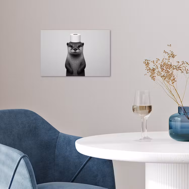 Otter - WC rol - Zwart - Wit poster papier klein -sfeer3